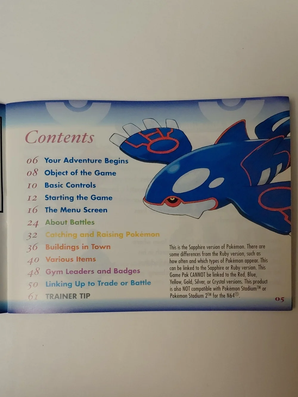 Pokemon - Sapphire Version - Instruction Booklet